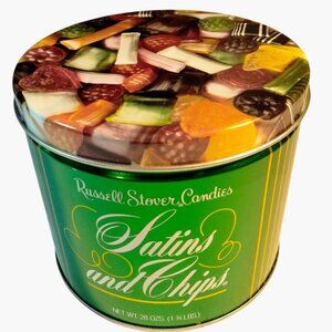 Russell Stover Candies Satins Chips Tin Candy Lid Vintage